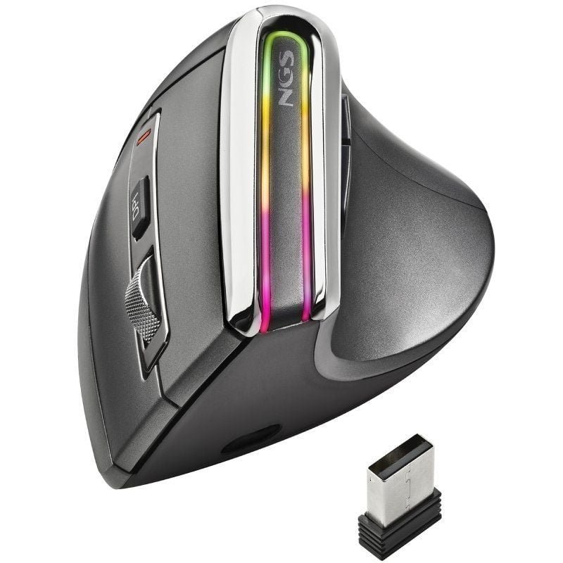 Ratón Vertical Inalámbrico por Bluetooth NGS Evo Karma/ Batería recargable/ Hasta 3200 DPI