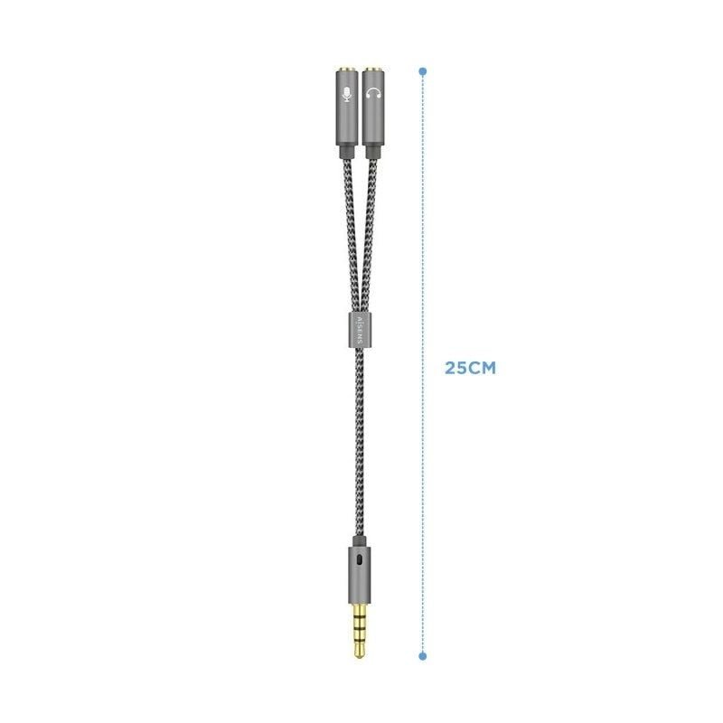 Cable Estéreo Aisens A128-0415/ Jack 3.5 Macho - 2x Jack 3.5 Hembra/ 25cm/ Gris - изображение 2