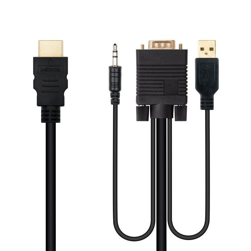 Cable Conversor Nanocable 10.15.4350/ HDMI Macho - VGA Macho - Jack 3.5 Macho - USB Macho/ 1.8m/ Negro - изображение 2
