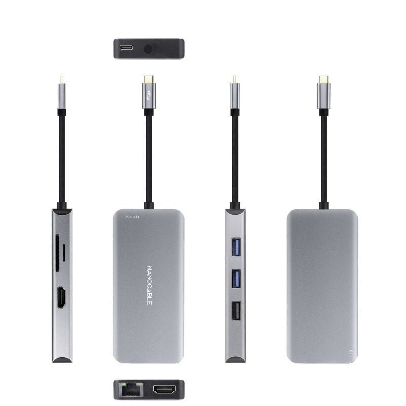 Docking Tipo-C Nanocable 10.16.1009/ 3xUSB/ 2xHDMI 4K/ 1xRJ45/ 1xLector tarjetas/ 1xUSB Tipo-C PD/ Gris - изображение 2
