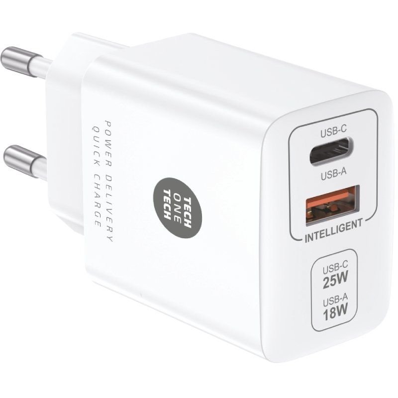 Cargador de Pared Tech One Tech TEC2267/ 1xUSB Tipo-C/ 1xUSB/ 3A/ Blanco - изображение 3