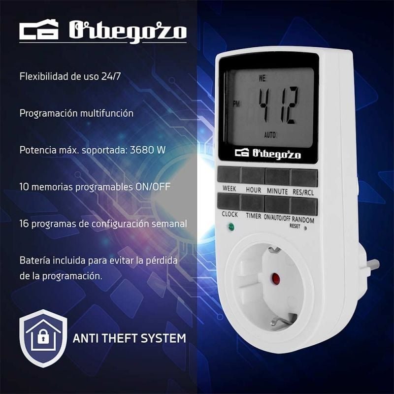 Programador de Enchufe Orbegozo PG 25/ Potencia Máxima 3680W - изображение 5