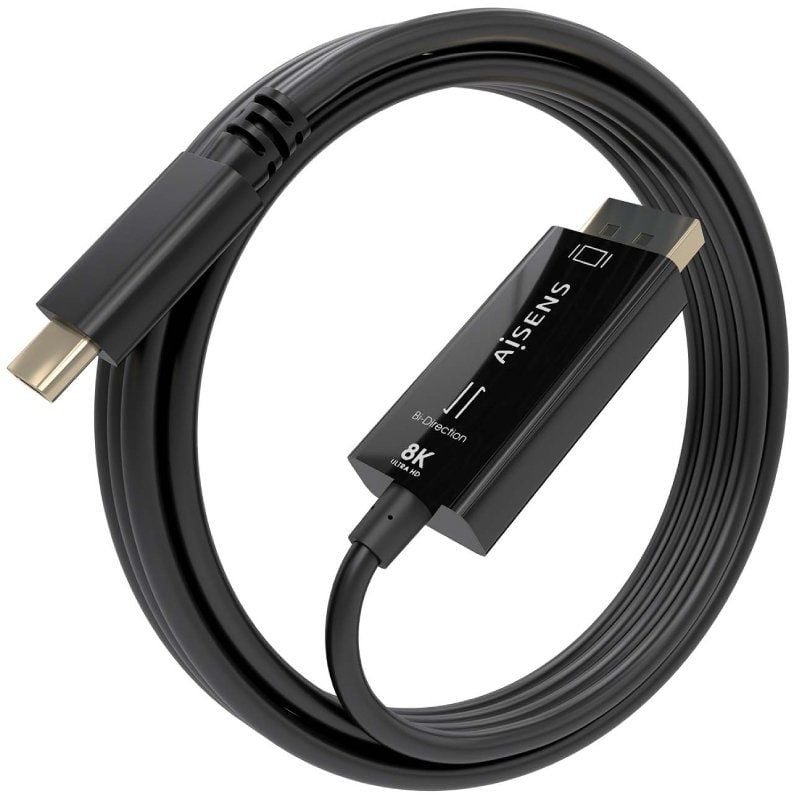 Cable Conversor Aisens A109-0879/ USB Tipo-C Macho - DisplayPort Macho/ 1.8m/ Negro - изображение 2
