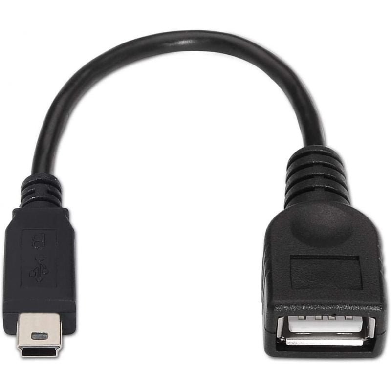 Cable USB 2.0 Aisens A101-0033/ MiniUSB Macho - USB Hembra/ Hasta 2.5W/ 60Mbps/ 15cm/ Negro - изображение 2