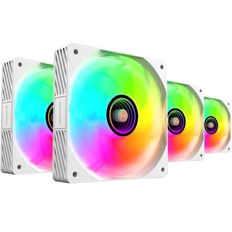 Pack 4 Ventiladores Mars Gaming MF-SI4KIT/ 12cm + HUB + Mando a Distancia/ ARGB/ Blancos - изображение 2