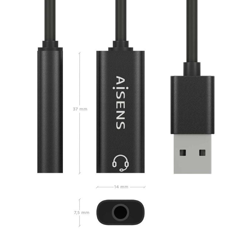 Tarjeta de Sonido Aisens A106-0770/ USB Macho - Jack 3.5 Hembra - изображение 3