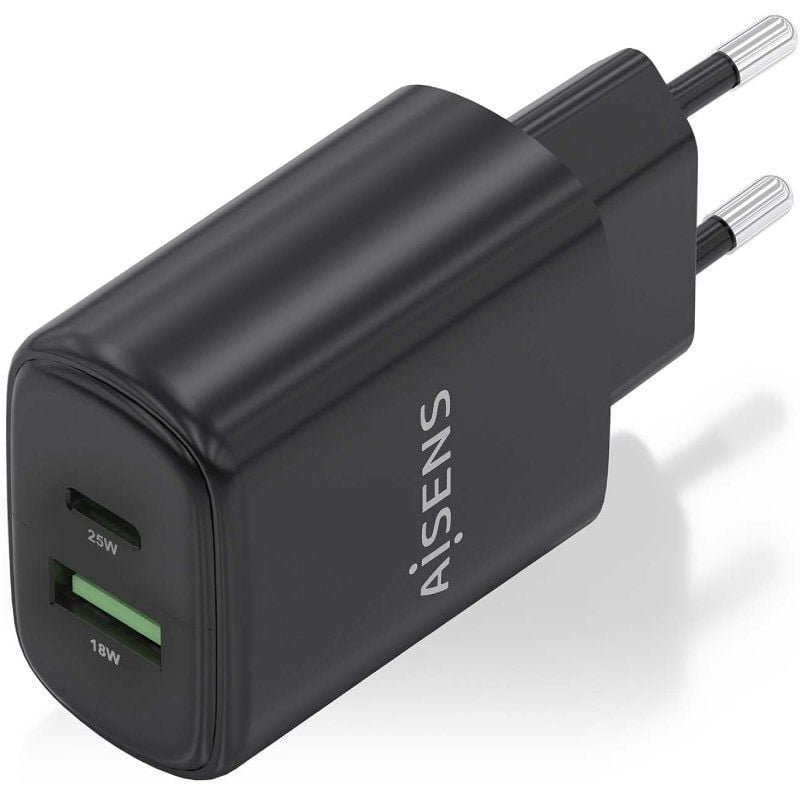 Cargador de Pared GaN Aisens A110-0912/ 1xUSB Tipo-C/ 1xUSB/ 25W/ Negro - изображение 2