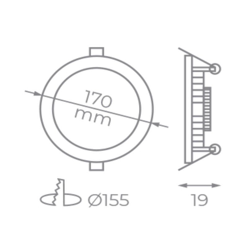 Downlight Iglux LS-102113-FB V2/ Circular/ Ø170 x 19mm/ Potencia 13W/ 1130 Lúmenes/ 6000ºK/ Blanco - изображение 2