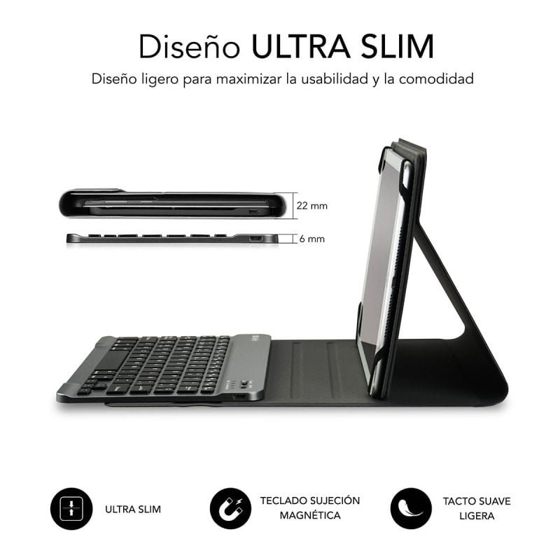 Funda con Teclado Subblim Keytab Pro Bluetooth para Tablets de 10.1"-10.8"/ Gris - изображение 2