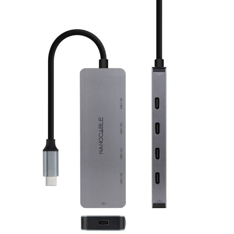 Hub USB Tipo-C Nanocable 10.16.4505/ 4xUSB Tipo-C/ 1xUSB Tipo-C DP/ Gris - изображение 2