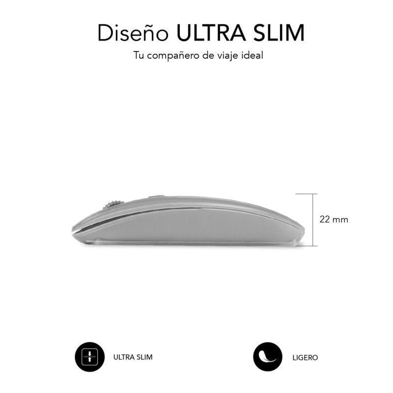 Ratón Inalámbrico por Bluetooth Subblim Dual Flat/ Batería recargable/ Hasta 1600 DPI/ Plata - изображение 3