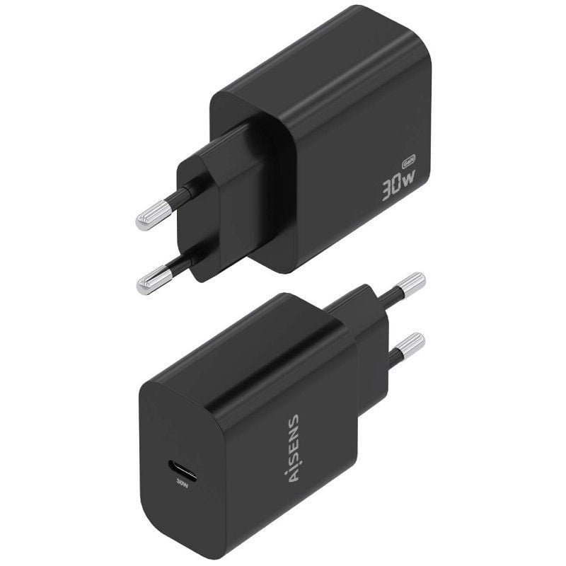 Cargador de Pared GaN Aisens A110-0941/ 1xUSB Tipo-C/ 30W/ Negro - изображение 2