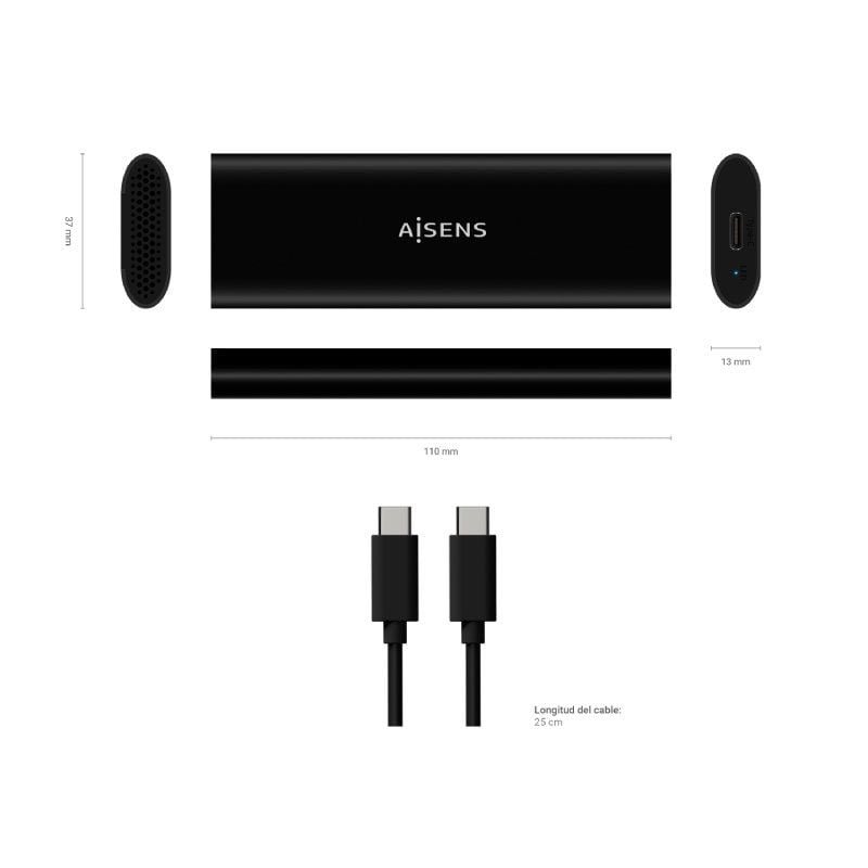Caja Externa para Disco SSD M.2 SATA/NVMe Aisens ASM2-014B/ USB 3.2/ Sin tornillos - изображение 5