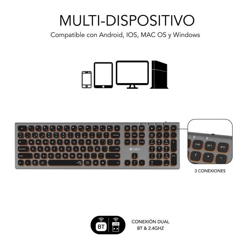 Teclado Inalámbrico Subblim Master/ Gris y Negro - изображение 3