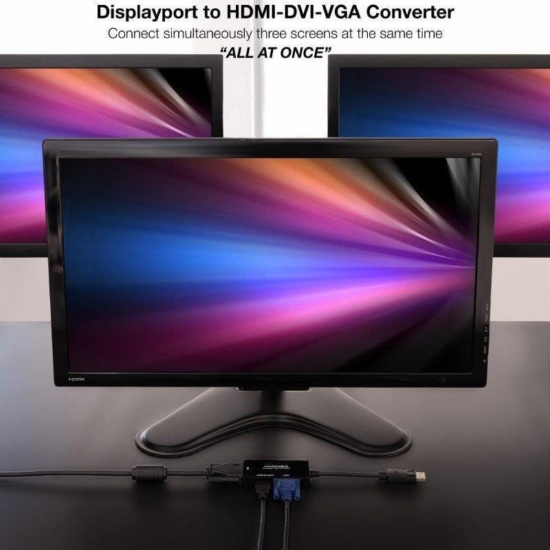 Cable DisplayPort Nanocable 10.16.3301-ALL/ HDMI Hembra - DVI-D Hembra - VGA Hembra/ 20cm/ Negro - изображение 4