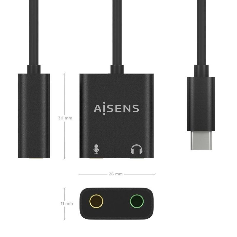 Tarjeta de Sonido Aisens A109-0767/ USB-C Macho - 2xJack 3.5 Hembra - изображение 3