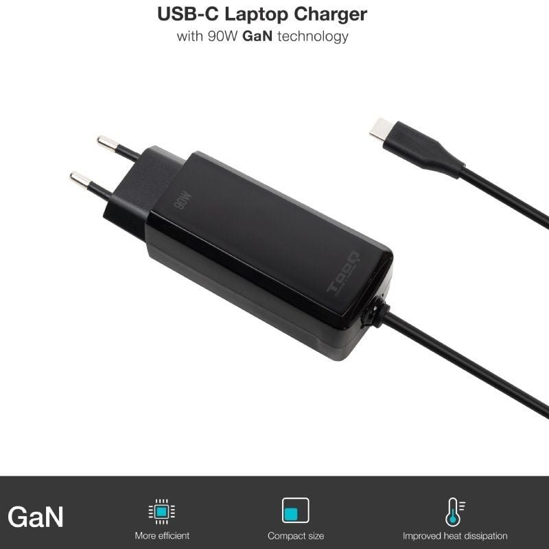 Cargador de Portátil GaN TooQ TQLC-USBCGAN90PD-C USB Tipo-C/ 90W/ Automático/ Voltaje 5-20V - изображение 3