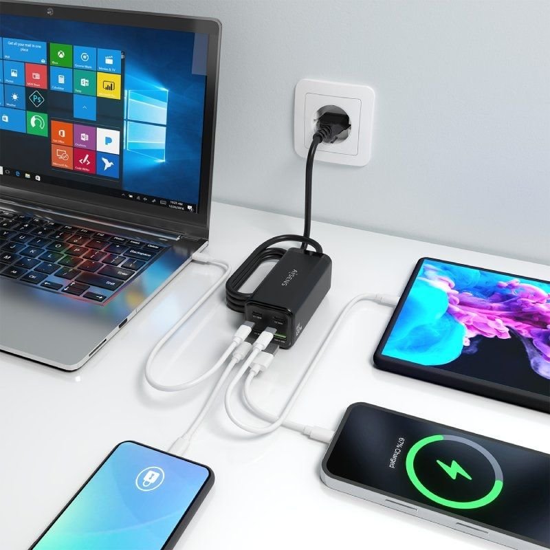 Cargador Sobremesa GaN Aisens ASCH-100W4P054-BK/ 3xUSB Tipo-C/ 1xUSB/ 100W - изображение 5