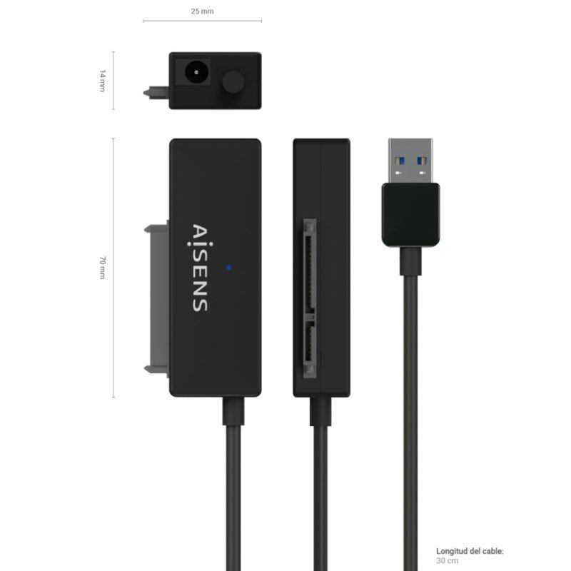 Adaptador para Discos Duros 2.5"/3.5" Aisens ASE-35A01B/ USB 3.0 - SATA/ con Alimentador - изображение 4