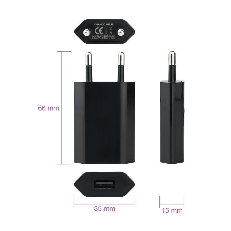 Cargador de Pared Nanocable 10.10.2002/ 1xUSB/ 5W - изображение 3