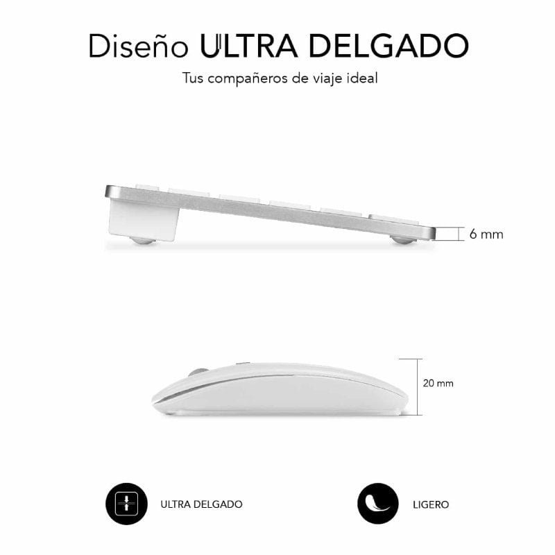 Teclado y Ratón Inalámbrico Subblim OCO010 Combo Multidispositivo Compacto/ Plata - изображение 4