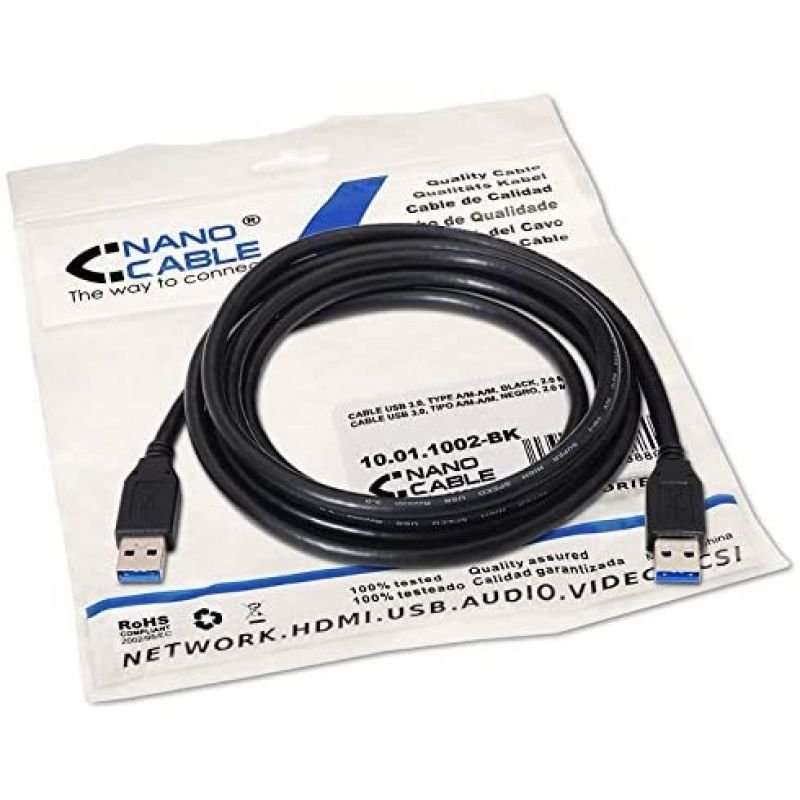 Cable USB 3.0 Nanocable 10.01.1002-BK/ USB Macho - USB Macho/ 2m/ Negro - изображение 5