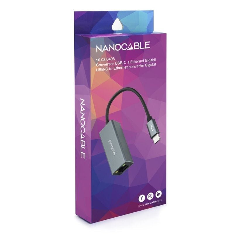 Adaptador Tipo-C - RJ45 Nanocable 10.03.0406/ 1000Mbps - изображение 3