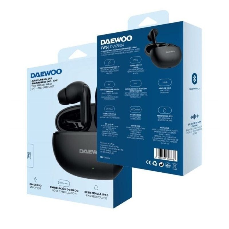 Auriculares Bluetooth Daewoo DW2004 con estuche de carga/ Autonomía 5h/ Negros - изображение 4