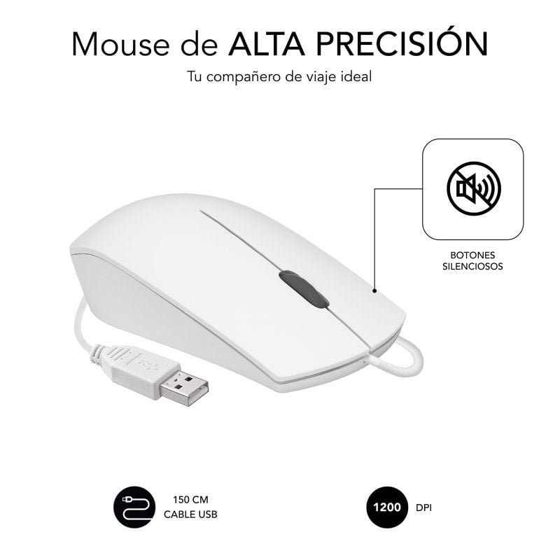 Ratón Subblim Business Silencioso/ Hasta 1200 DPI/ Blanco - изображение 2