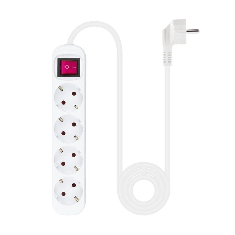Regleta con Interruptor Nanocable 10.37.0004/ 4 Tomas de Corriente/ Cable 1.4m/ Blanca - изображение 2