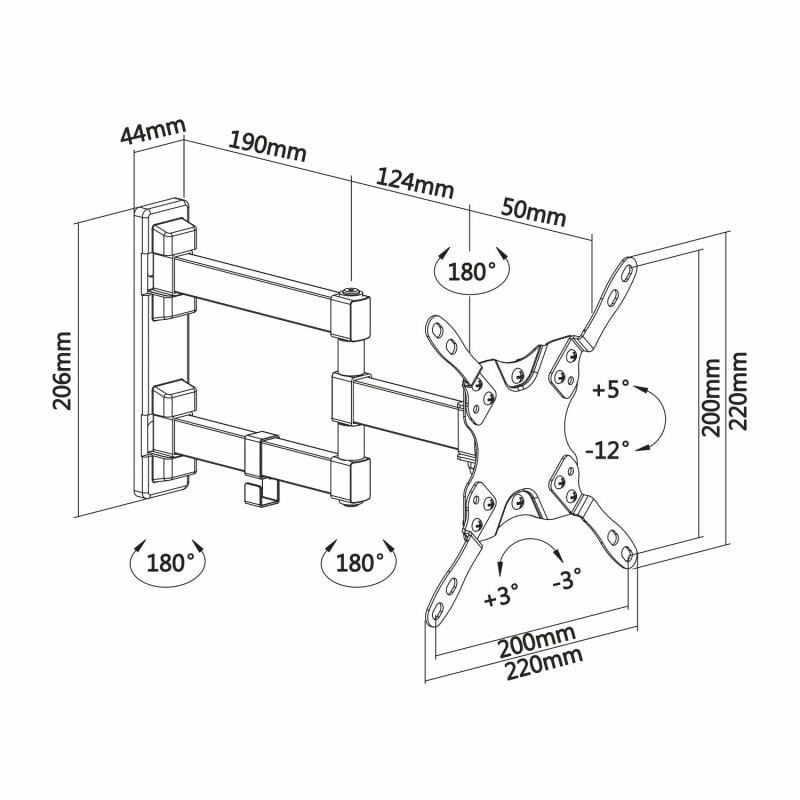 Soporte de Pared Extensible/ Giratorio/ Inclinable/ Nivelable Aisens WT42TSLE-011 para TV de 13-42"/ hasta 20kg - изображение 5