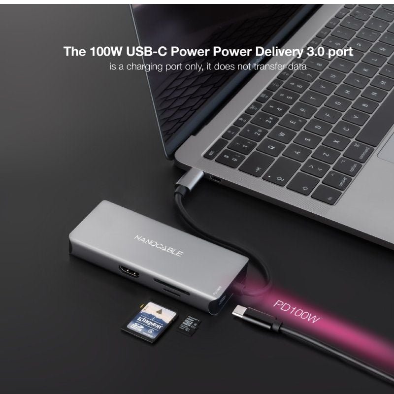 Docking Tipo-C Nanocable 10.16.1009/ 3xUSB/ 2xHDMI 4K/ 1xRJ45/ 1xLector tarjetas/ 1xUSB Tipo-C PD/ Gris - изображение 4