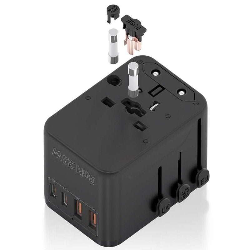 Cargador de Pared Universal GaN para Viaje Aisens ASPS-2A2C08-BK/ Toma de Corriente Universal/ 2xUSB Tipo-C/ 2xUSB/ 25W - изображение 3