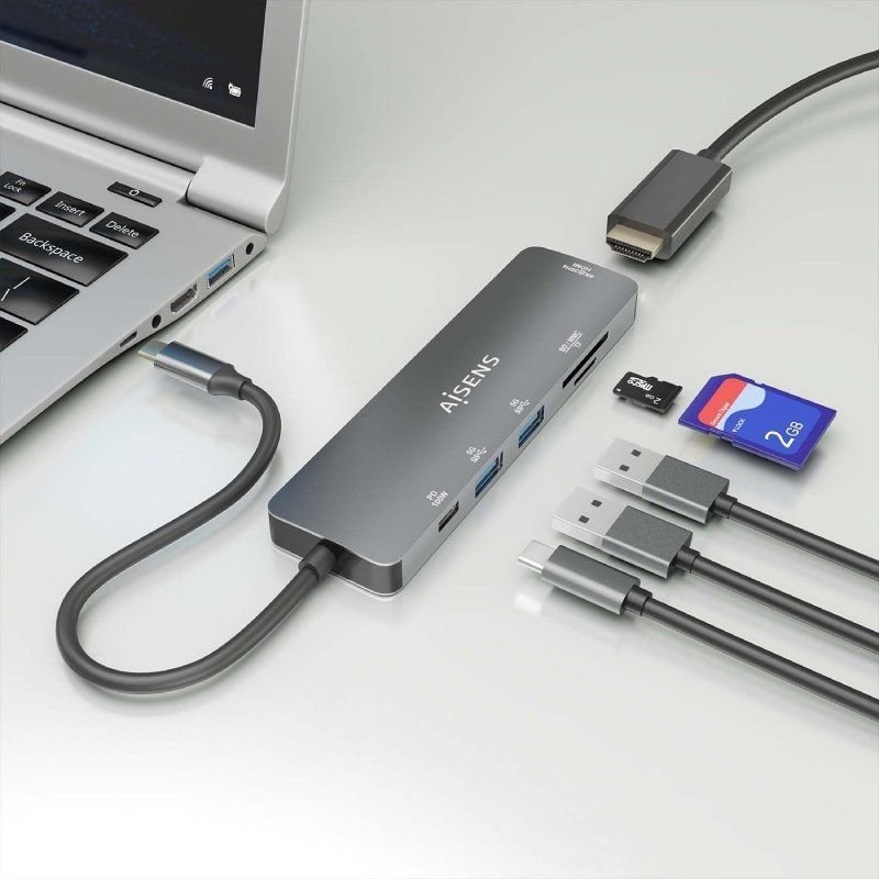 Docking USB Tipo-C Aisens ASUC-6P016-GR/ 1xHDMI/ 2xUSB/ 1xLector Tarjetas/ 1xUSB Tipo-C PD/ Gris - изображение 5