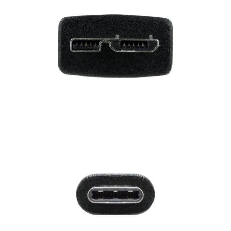 Cable USB 3.0 Tipo-C Nanocable 10.01.1201-BK/ USB Tipo-C Macho - MicroUSB Macho/ 1m/ Negro - изображение 3