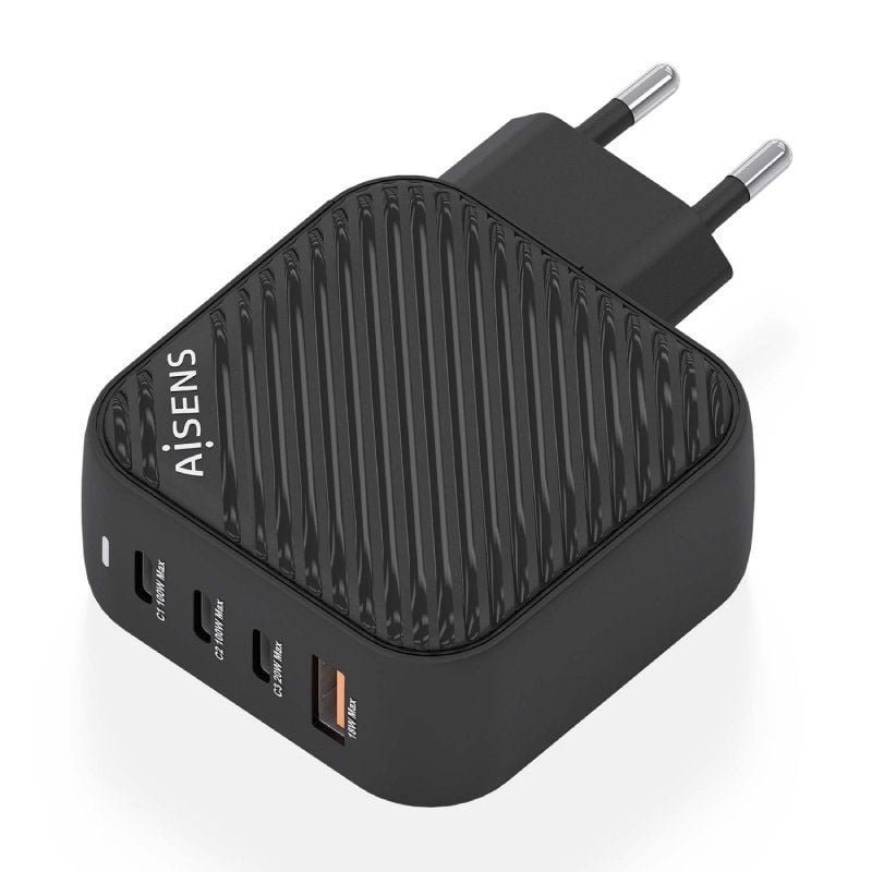 Cargador de Pared GaN Aisens ASCH-100W4P029-BK/ 3xUSB Tipo-C/ 1x USB/ 100W - изображение 2