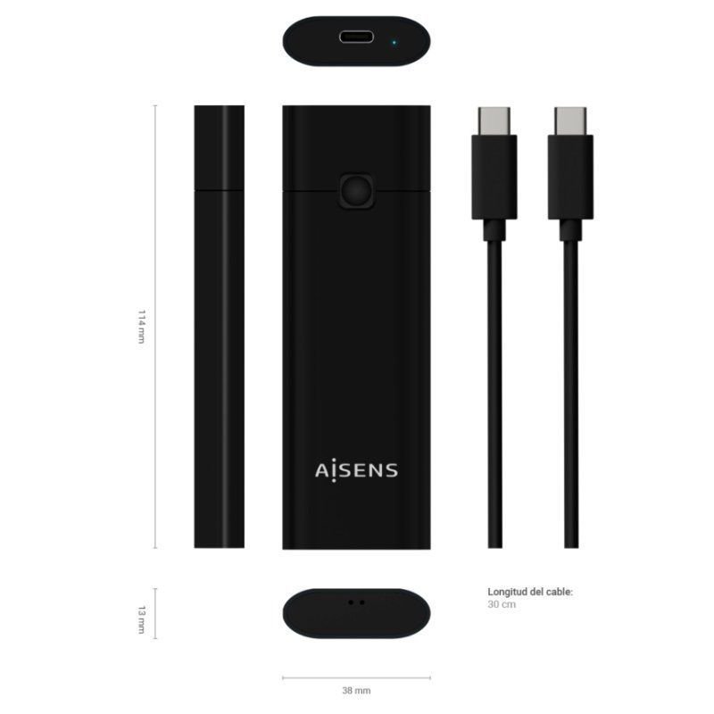 Caja Externa para Disco SSD M.2 NVMe Aisens ASM2-020B/ USB 3.1 Gen2/ Sin Tornillos - изображение 3