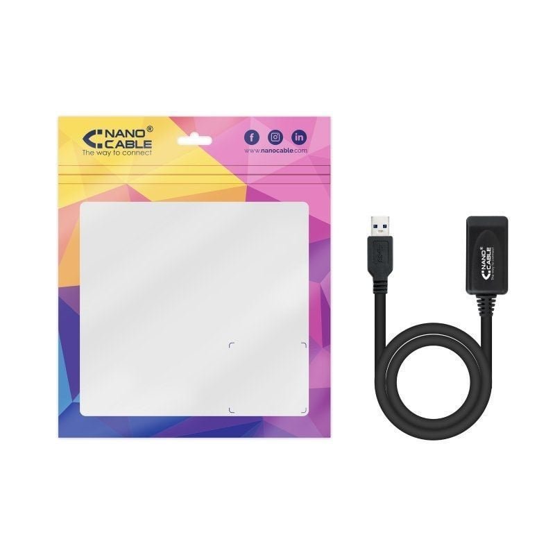 Cable Alargador USB 3.0 con Amplificador Nanocable 10.01.0311/ USB Macho - USB Hembra/ 5m/ Negro - изображение 4