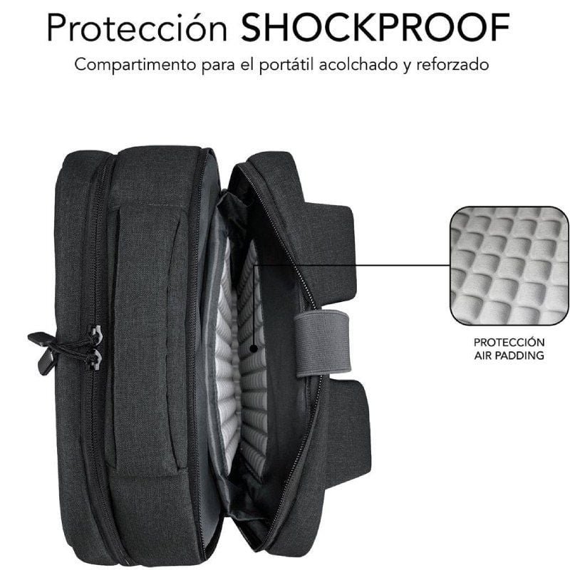 Mochila Subblim Traveller Airpadding Backpack para Portátiles hasta 15.6"/ Puerto USB/ Gris - изображение 4