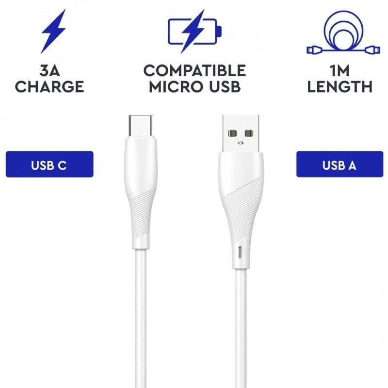 Cable USB 2.0 Tipo-C Myway MWUSC0019/ USB Macho - USB Tipo-C Macho/ 1m/ Blanco - изображение 2