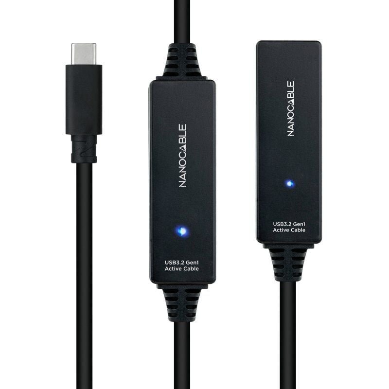 Cable Alargador USB Tipo-C 3.2 con Amplificador Nanocable 10.01.1312/ USB Tipo-C Macho - USB Tipo-C Hembra/ 10m/ Negro - изображение 2