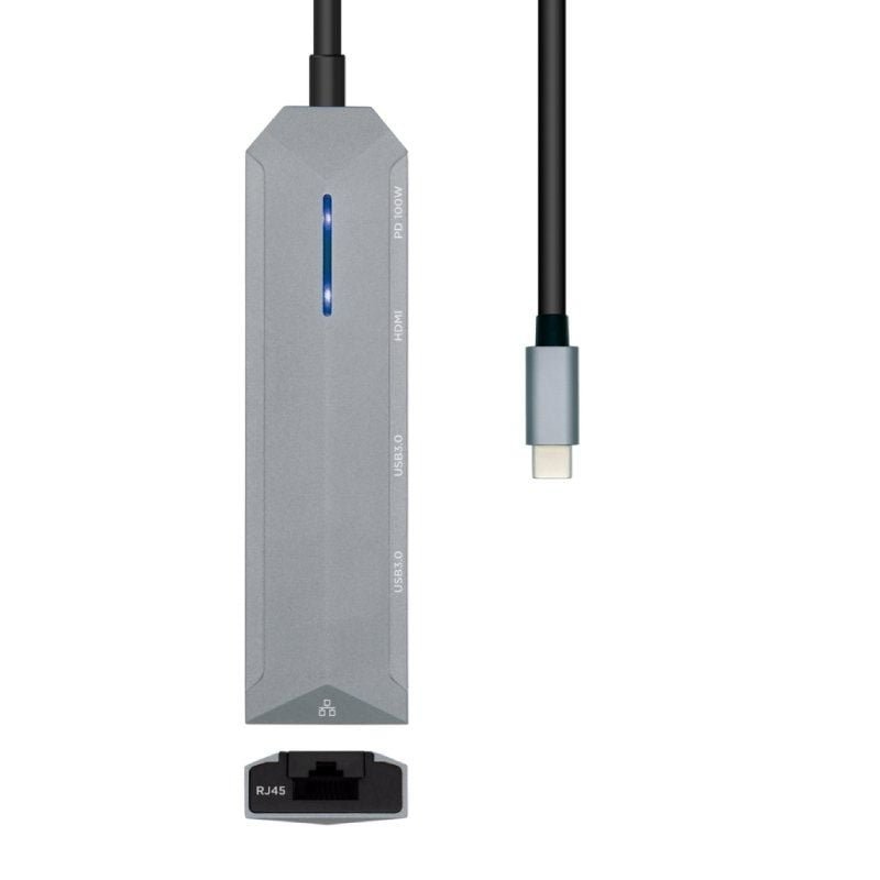 Docking USB Tipo-C Aisens ASUC-5P003-GR/ 1xHDMI/ 2xUSB/ 1xRJ45/ 1xUSB Tipo-C PD/ Gris - изображение 2