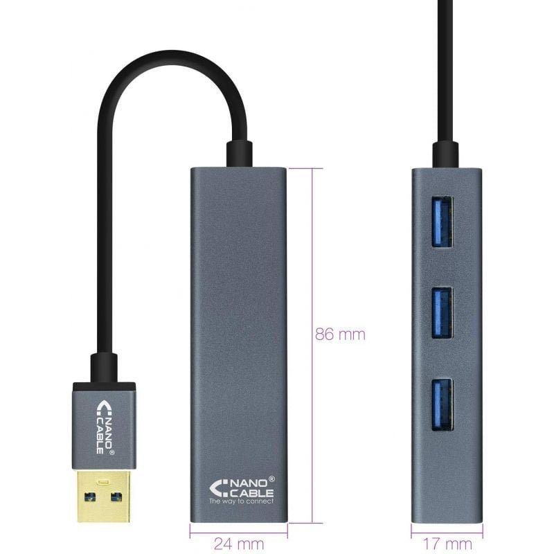 Hub USB 3.0 Nanocable 10.16.4402/ 4xUSB/ Gris - изображение 2
