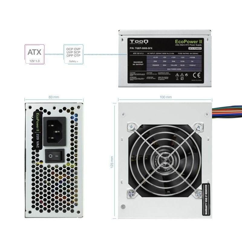 Fuente de Alimentación SFX TooQ TQEP-500S-SFX/ 500W/ Ventilador 8cm - изображение 3