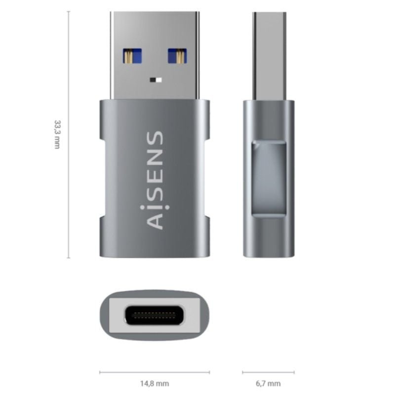 Adaptador USB 3.2 GEN2 Aisens A108-0655/ USB Tipo-C Hembra - USB Macho - изображение 3