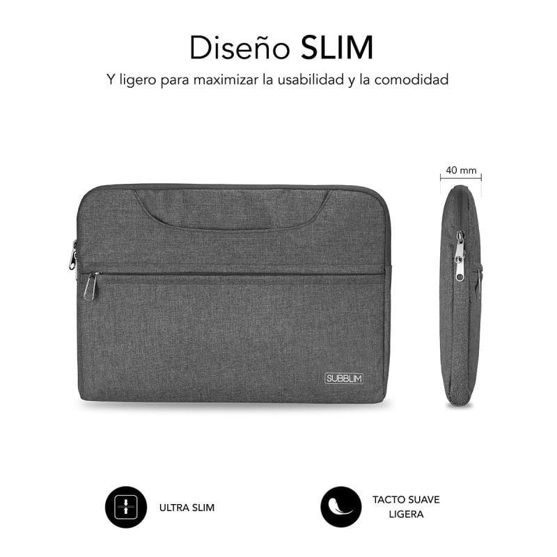 Maletín Subblim Business Laptop Sleeve para Portátiles hasta 15.6"/ Cinta para Trolley/ Gris - изображение 4