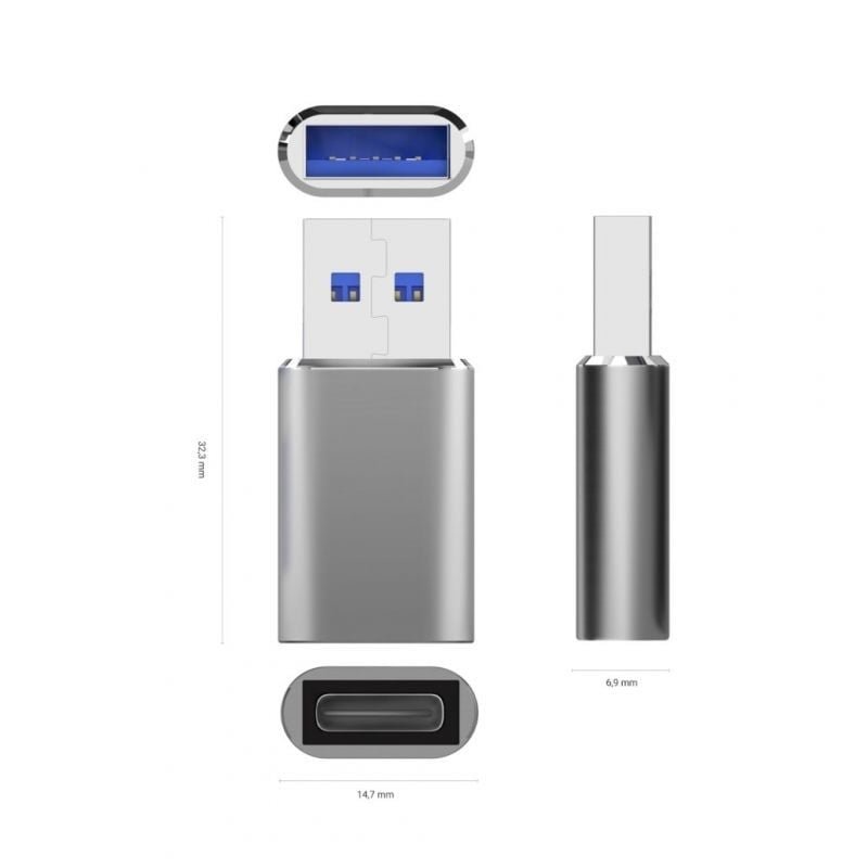 Adaptador USB 3.2 GEN2 Aisens A108-0677/ USB Tipo-C Hembra - USB Macho - изображение 3