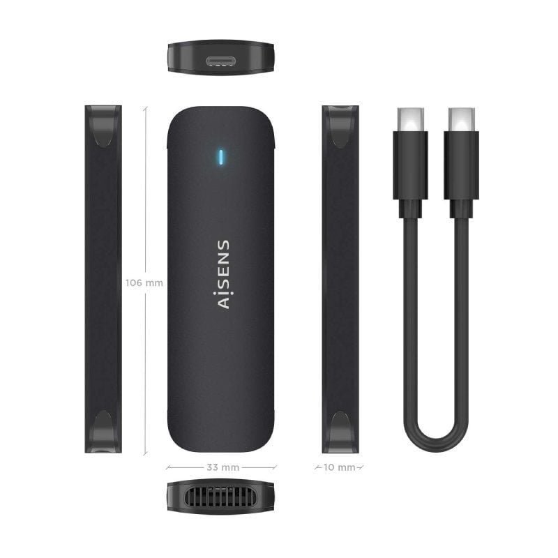 Caja Externa para Disco SSD M.2 NVMe Aisens ASM2-024B/ USB 3.2/ Sin tornillos - изображение 4