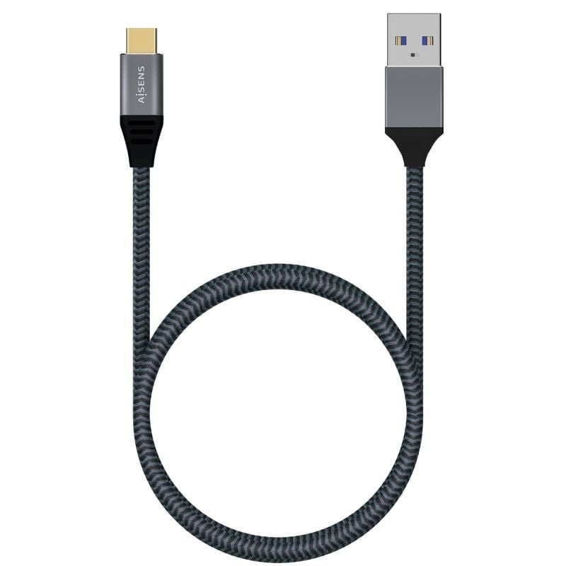 Cable USB 3.1 Tipo-C Aisens A107-0631/ USB Tipo-C Macho - USB Macho/ Hasta 27W/ 1250Mbps/ 1m/ Gris - изображение 3