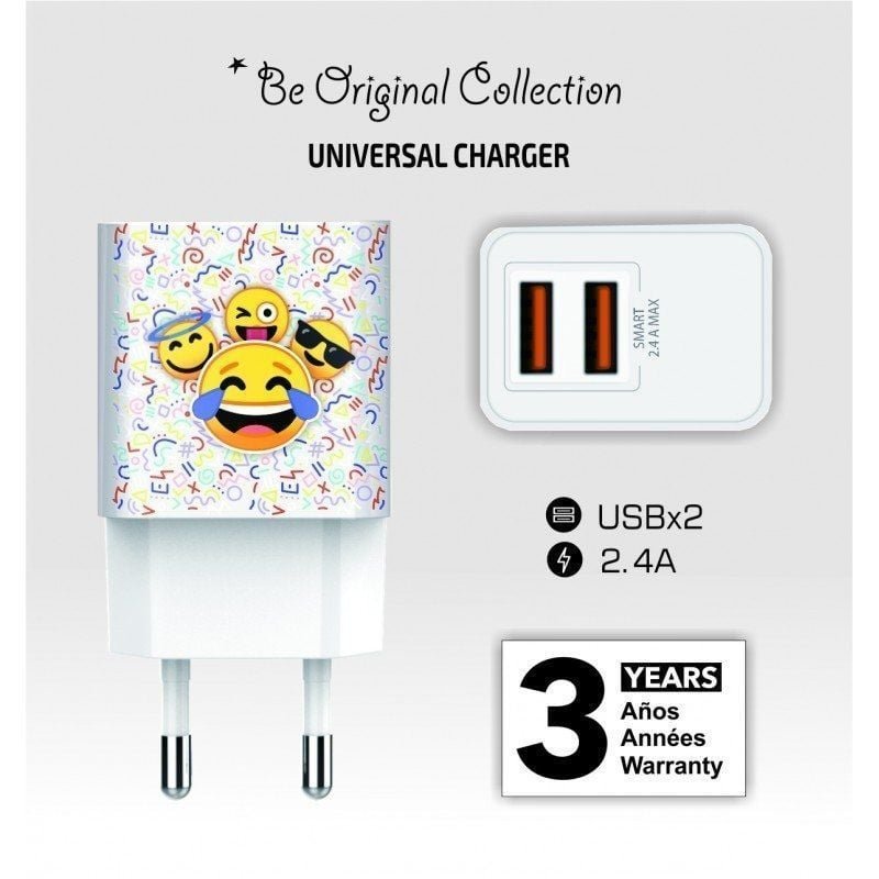 Cargador de Pared Tech One Tech Emojitech Smile TEC2502/ 2xUSB/ 12W/ Blanco - изображение 2